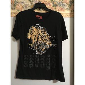 Ring of Fire Tiger Savage Medium Black Casual T-Shirt Top